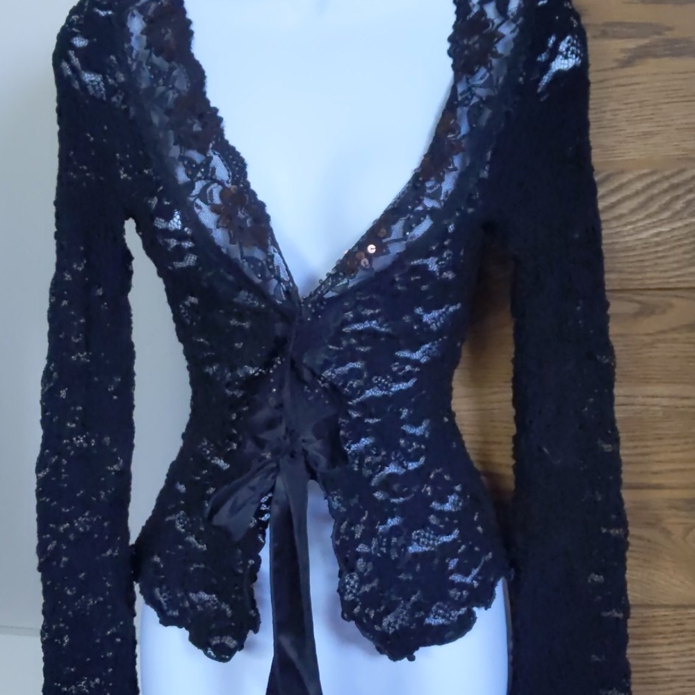 Lace tie front jacket